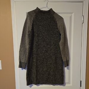 Cambridge Dry Goods Charcoal and Light Gray Turtleneck Sweater Dress